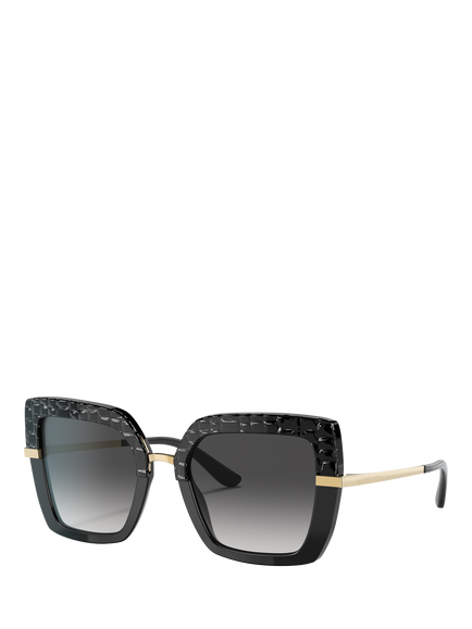Dolce & Gabbana DG4373 Women's Square Sunglasses, Back Cocco, Black Cocco