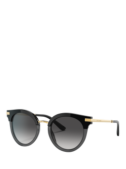 Dolce & Gabbana DG4394F Women's Oval Gradient Sunglasses, Black/Grey, Black/Grey