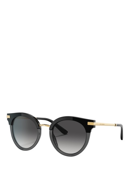 Dolce & Gabbana DG4394F Women's Oval Gradient Sunglasses, Black/Grey, Black/Grey
