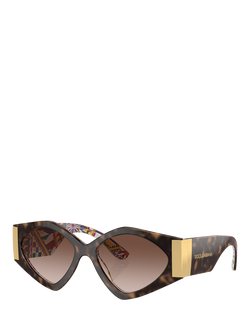 Dolce & Gabbana DG4396 Women's Irregular Gradient Sunglasses, Havana On White Barrow/Brown, Havana On White Barrow/Brown