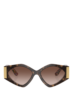 Dolce & Gabbana DG4396 Women's Irregular Gradient Sunglasses, Havana On White Barrow/Brown - view 2, Havana On White Barrow/Brown
