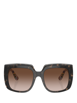 Dolce & Gabbana DG4414 Women's Square Gradient Sunglasses, Havana On White Barrow/Brown - view 2, Havana On White Barrow/Brown