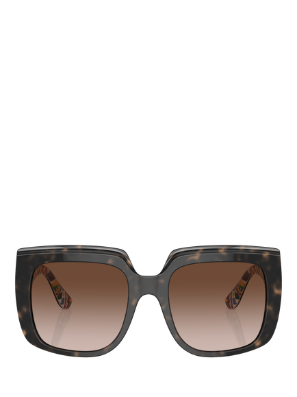 Dolce & Gabbana DG4414 Women's Square Gradient Sunglasses, Havana On White Barrow/Brown - view 2, Havana On White Barrow/Brown