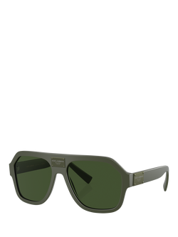 Dolce & Gabbana DG4433 Men's Aviator Sunglasses, Matte Dark Green/Green, Matte Dark Green/Green