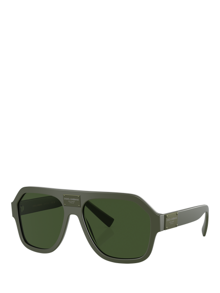 Dolce & Gabbana DG4433 Men's Aviator Sunglasses, Matte Dark Green/Green, Matte Dark Green/Green