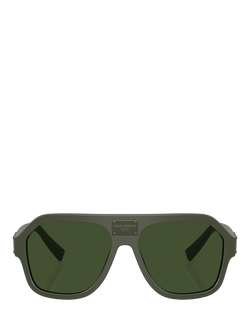 Dolce & Gabbana DG4433 Men's Aviator Sunglasses, Matte Dark Green/Green - view 2, Matte Dark Green/Green