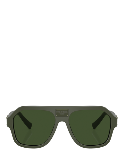 Dolce & Gabbana DG4433 Men's Aviator Sunglasses, Matte Dark Green/Green - view 2, Matte Dark Green/Green