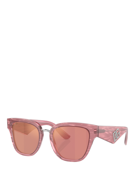 Dolce & Gabbana DG4437 Women's Butterfly Sunglasses, Fleur Pink/Pink, Fleur Pink/Pink