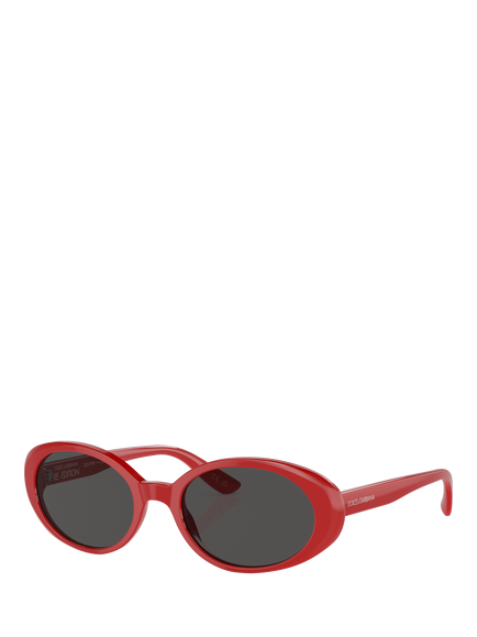 Dolce & Gabbana DG4443 Women's Oval Sunglasses, Red/Grey, Red/Grey