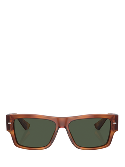 Dolce & Gabbana DG4451 Men's Polarised Rectangular Sunglasses, Ginger Havana/Green - view 2, Ginger Havana/Green