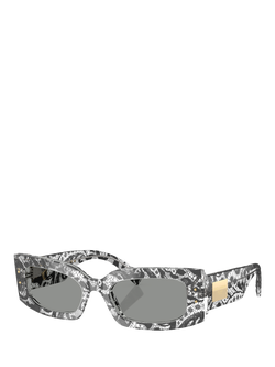 Dolce & Gabbana DG4479 Women's Rectangular Sunglasses, Black Lace/Grey, Black Lace/Grey