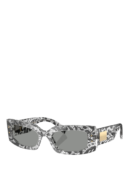 Dolce & Gabbana DG4479 Women's Rectangular Sunglasses, Black Lace/Grey, Black Lace/Grey