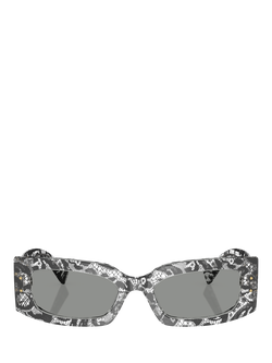 Dolce & Gabbana DG4479 Women's Rectangular Sunglasses, Black Lace/Grey - view 2, Black Lace/Grey