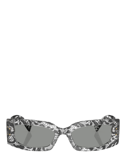 Dolce & Gabbana DG4479 Women's Rectangular Sunglasses, Black Lace/Grey - view 2, Black Lace/Grey