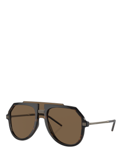 Dolce & Gabbana DG6195 Men's Aviator Sunglasses, Havana/Brown, Havana/Brown