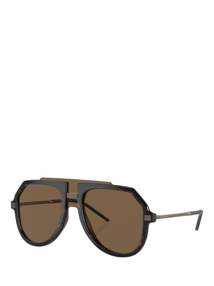 Dolce & Gabbana DG6195 Men's Aviator Sunglasses, Havana/Brown, Havana/Brown