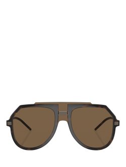 Dolce & Gabbana DG6195 Men's Aviator Sunglasses, Havana/Brown - view 2, Havana/Brown