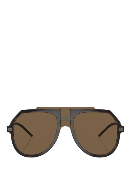 Dolce & Gabbana DG6195 Men's Aviator Sunglasses, Havana/Brown - view 2, Havana/Brown