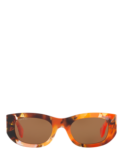 Gucci 0GC000144 Wrap Sunglasses, Multi Orange/Brown - view 2, Multi Orange/Brown