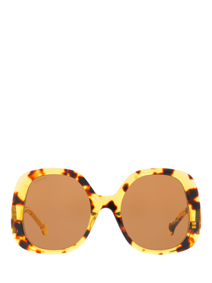 Gucci 0GC001937 Round Sunglasses, Yellow Tortoise/Brown - view 2, Yellow Tortoise/Brown