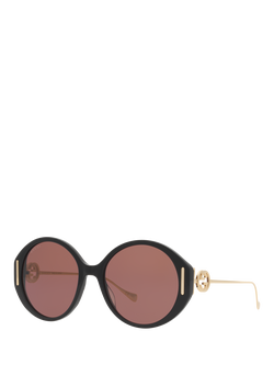 Gucci 0GC001958 Round Sunglasses, Black/Red, Black/Red