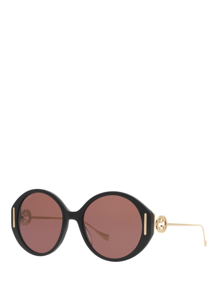 Gucci 0GC001958 Round Sunglasses, Black/Red, Black/Red