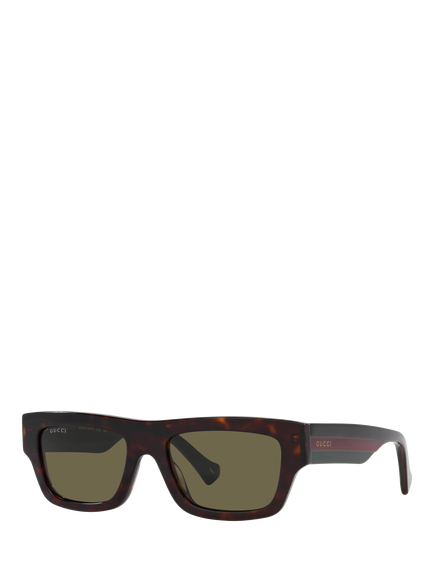 Gucci GC002051 Men's Rectangular Sunglasses, Tortoise/Dark Green
