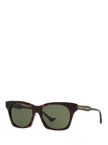Gucci 0GC002071 Cat's Eye Sunglasses, Tortoise/Green, Tortoise/Green