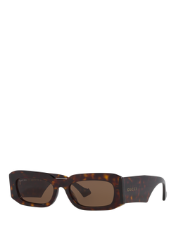 Gucci 0GC002108 Rectangular Sunglasses, Tortoise/Brown, Tortoise/Brown