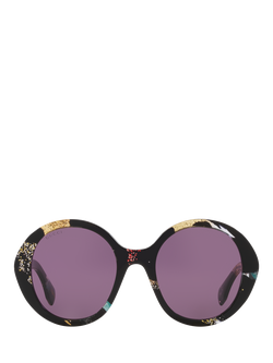 Gucci 0GC002182 Round Sunglasses, Black/Purple - view 2, Black/Purple
