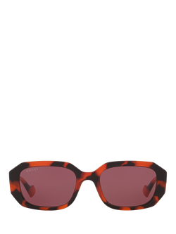Gucci 0GC002196 Oval Sunglasses, Multi Orange/Purple - view 2, Multi Orange/Purple