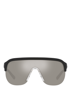 Gucci 0GC002203 Rectangular Mirrored Sunglasses, Black/Mirror Grey - view 2, Black/Mirror Grey