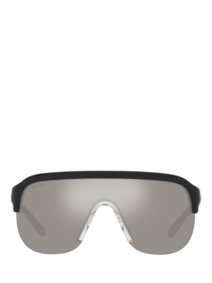 Gucci 0GC002203 Rectangular Mirrored Sunglasses, Black/Mirror Grey - view 2, Black/Mirror Grey