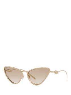 Gucci 0GC002263 Cat’s Eye Sunglasses, Gold/Beige Gradient, Gold/Beige Gradient