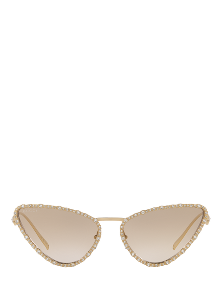 Gucci 0GC002263 Cat’s Eye Sunglasses, Gold/Beige Gradient - view 2, Gold/Beige Gradient