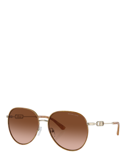 Michael Kors MK1128J Women's D-Frame Sunglasses, Light Gold/Amber, Light Gold/Amber