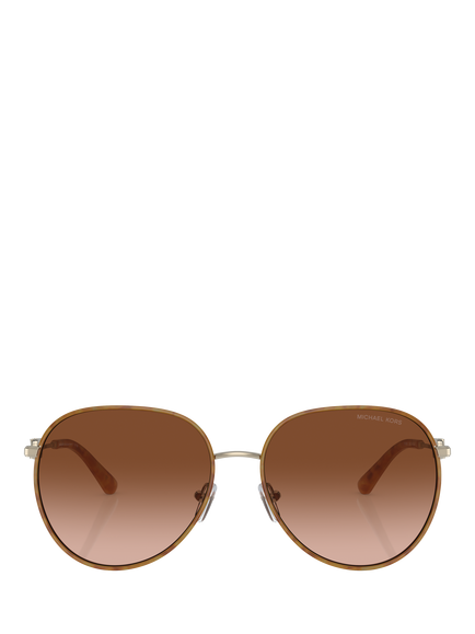 Michael Kors MK1128J Women's D-Frame Sunglasses, Light Gold/Amber - view 2, Light Gold/Amber