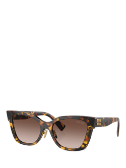 Miu Miu MU 02ZS Women's D-Frame Sunglasses, Honey Havana/Brown Gradient, Honey Havana/Brown Gradient
