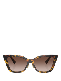 Miu Miu MU 02ZS Women's D-Frame Sunglasses, Honey Havana/Brown Gradient - view 2, Honey Havana/Brown Gradient