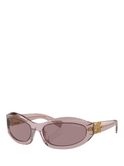 Miu Miu MU 14ZS Women's Irregular Sunglasses, Transparent Mauve/Mauve, Transparent Mauve/Mauve