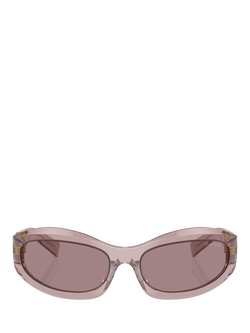 Miu Miu MU 14ZS Women's Irregular Sunglasses, Transparent Mauve/Mauve - view 2, Transparent Mauve/Mauve