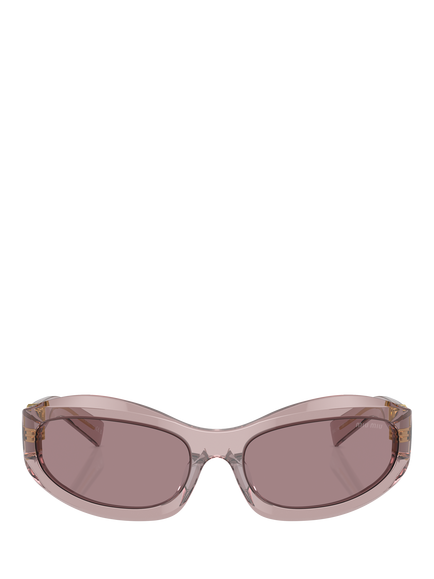 Miu Miu MU 14ZS Women's Irregular Sunglasses, Transparent Mauve/Mauve - view 2, Transparent Mauve/Mauve