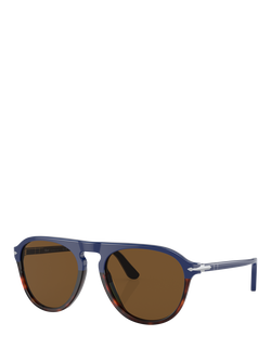 Persol PO3302S Unisex Aviator Sunglasses, Blue/Brown, Blue/Brown