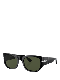 Persol PO3308S Unisex Square Sunglasses, Black/Green, Black/Green