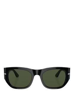 Persol PO3308S Unisex Square Sunglasses, Black/Green - view 2, Black/Green