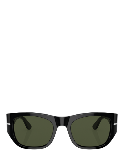 Persol PO3308S Unisex Square Sunglasses, Black/Green - view 2, Black/Green
