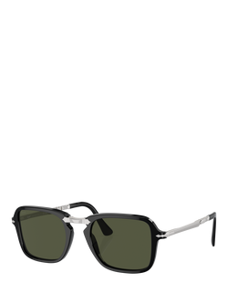 Persol PO3330S Unisex Square Sunglasses, Black/Green, Black/Green