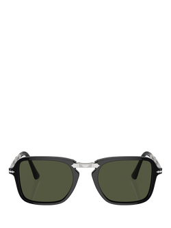 Persol PO3330S Unisex Square Sunglasses, Black/Green - view 2, Black/Green