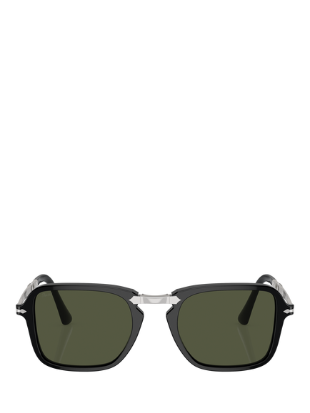 Persol PO3330S Unisex Square Sunglasses, Black/Green - view 2, Black/Green
