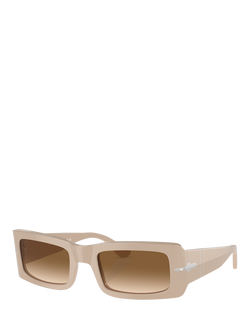 Persol PO3332S Unisex Rectangular Sunglasses, Solid Beige/Brown, Solid Beige/Brown